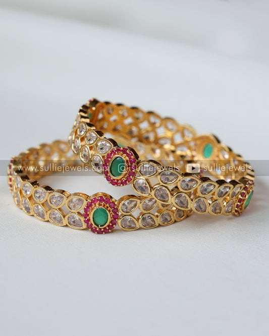 Premium Leaf Stone Bangle - Set of 2