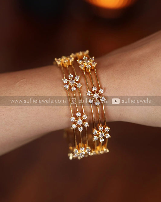 Floral Stone Bangle - Set of 2
