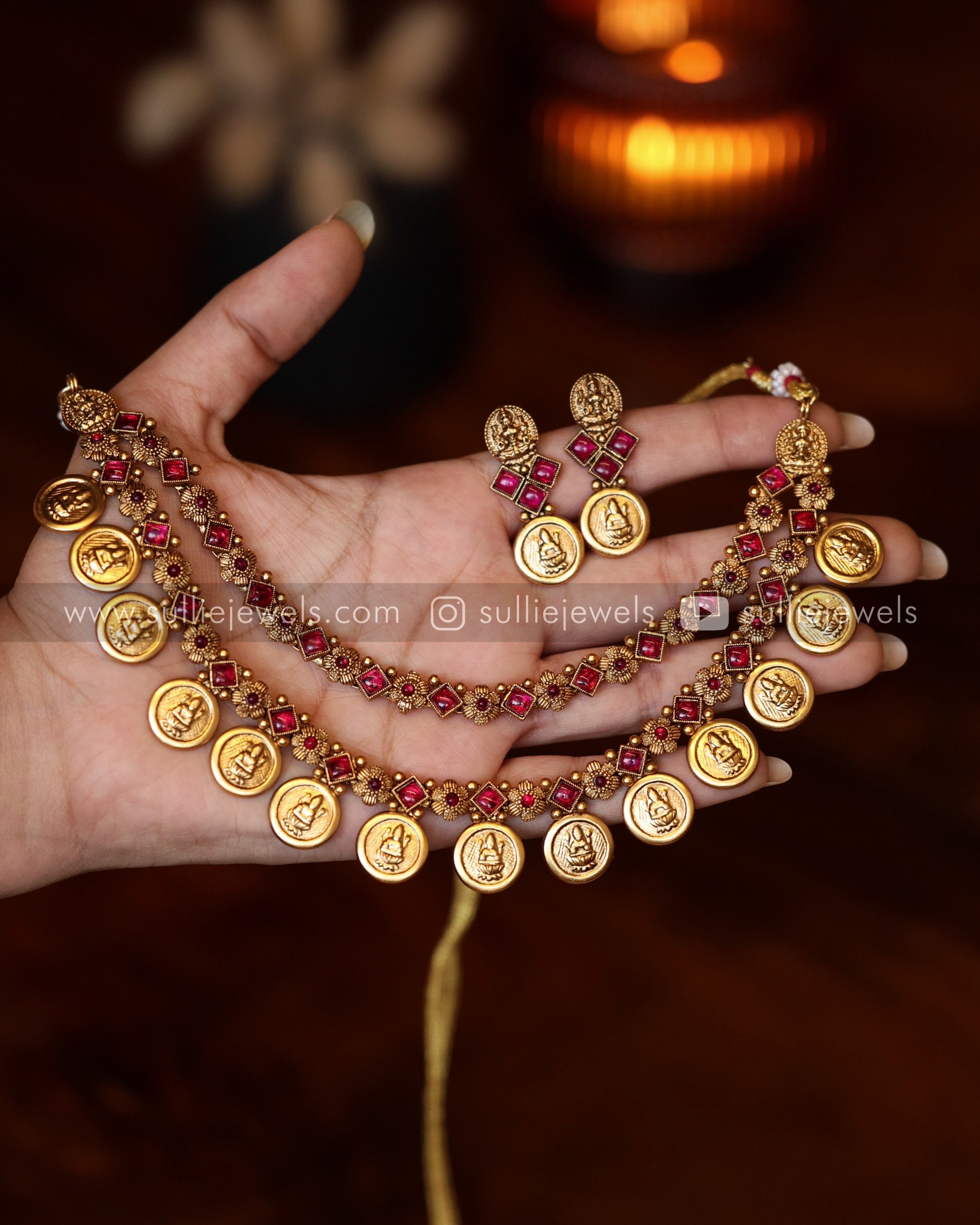 Ganesha Lakshmi Coin Necklace - South India Jewels - Online Shop