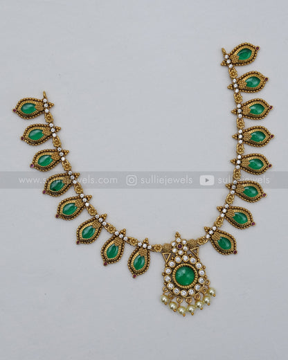 3590 - AD Stone Palakka Necklace with Earrings