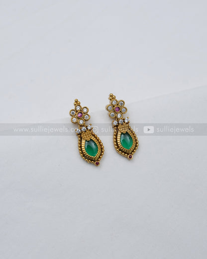 3590 - AD Stone Palakka Necklace with Earrings