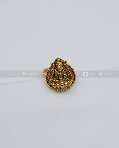 Lakshmi Leaf Design Adjustable Ring