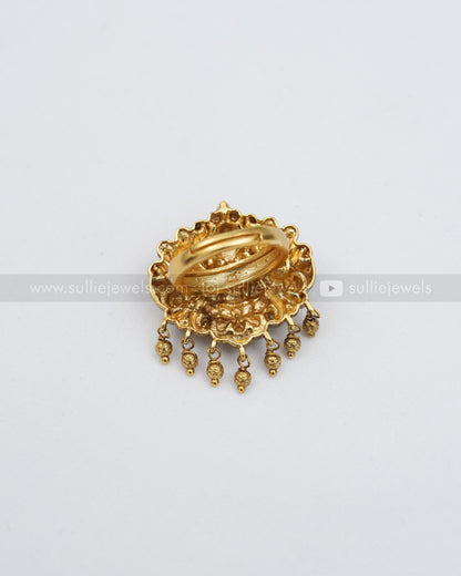 R27 - Lakshmi Premium Peacock Adjustable Ring with Gold Beads