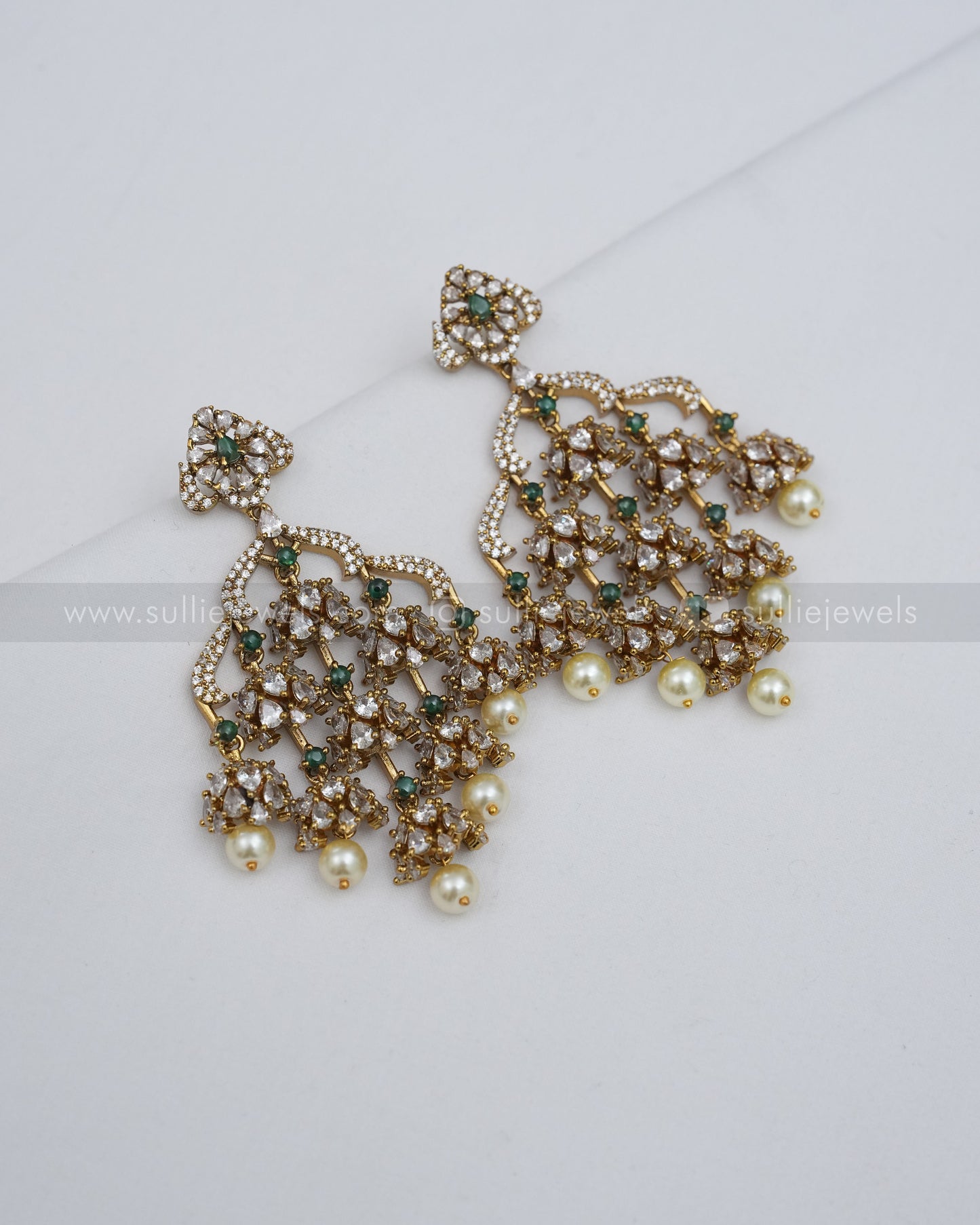 Designer AD & Green Stone Premium Earring