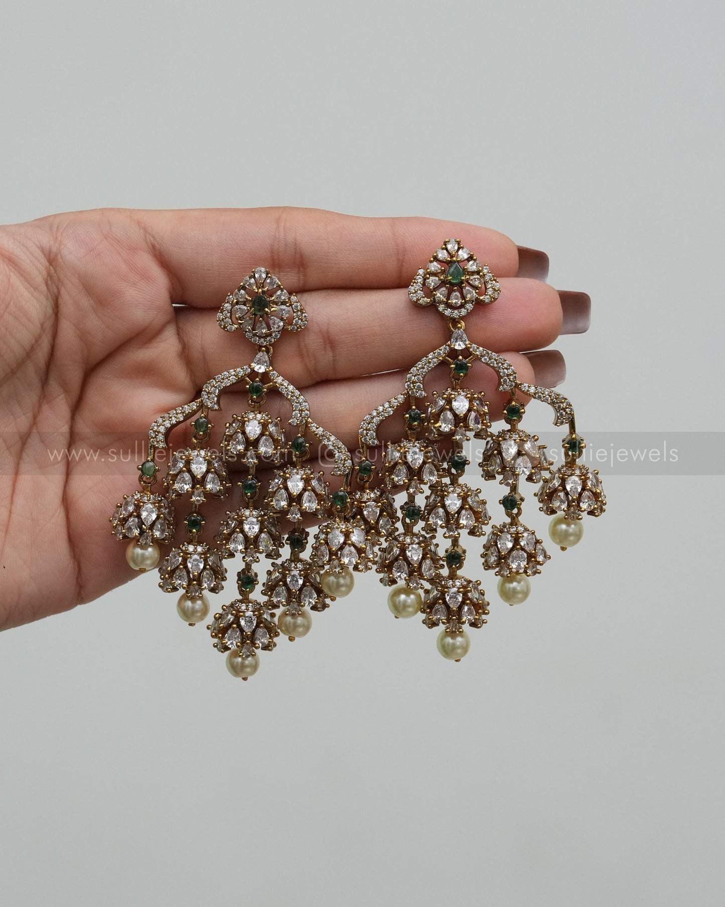 Designer AD & Green Stone Premium Earring