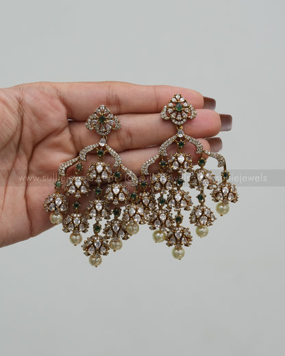 Designer AD & Green Stone Premium Earring