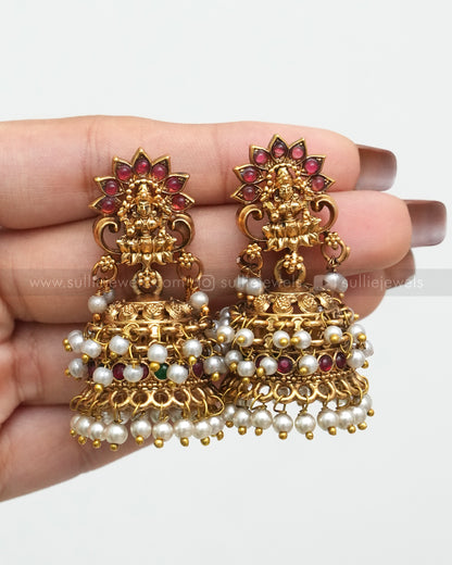 E1175 - Sullie Basic - Ruby Designer Lakshmi Pearl Jhumka