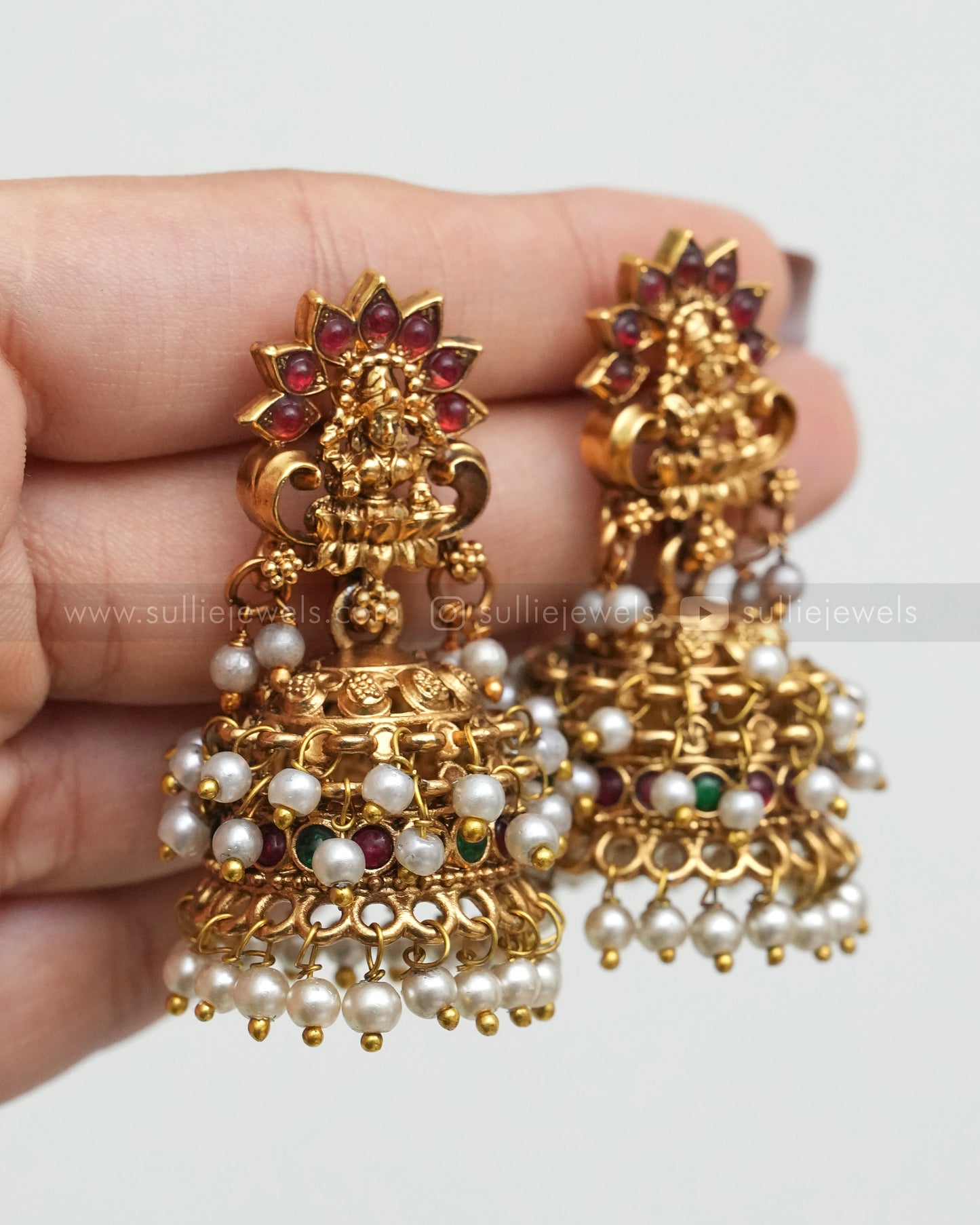 E1175 - Sullie Basic - Ruby Designer Lakshmi Pearl Jhumka