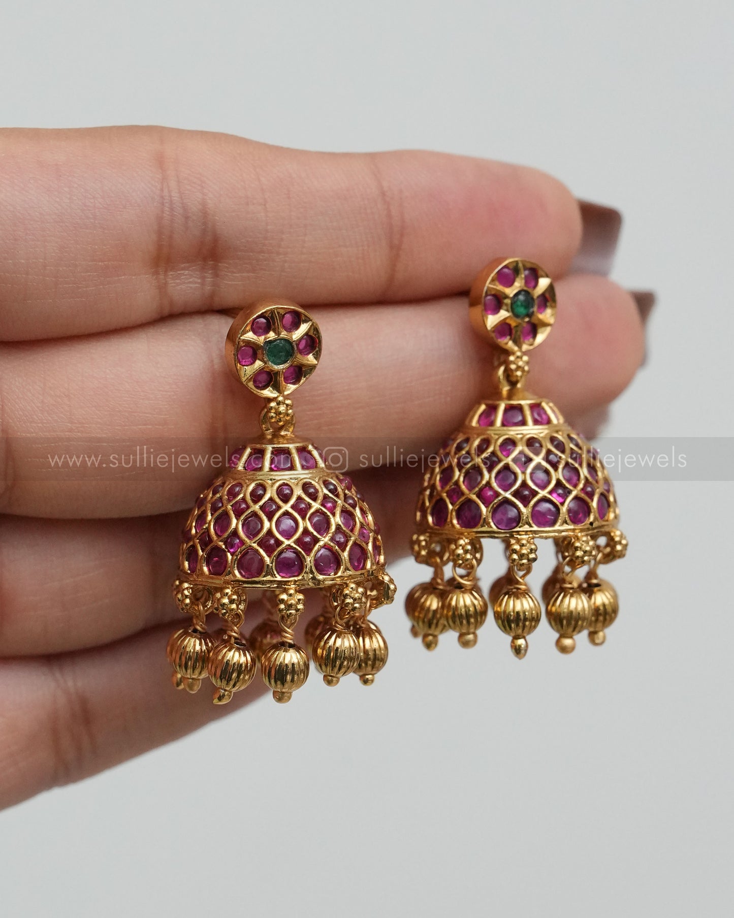 3588 - Kemp Drum Pendant Fusion Chain with Jhumka