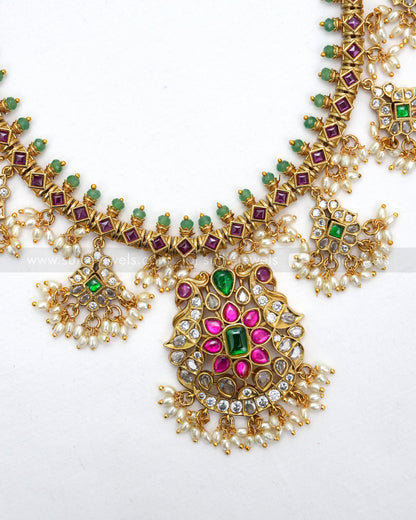 3604 - No Idol Jadau Guttapusalu Necklace with Jhumka