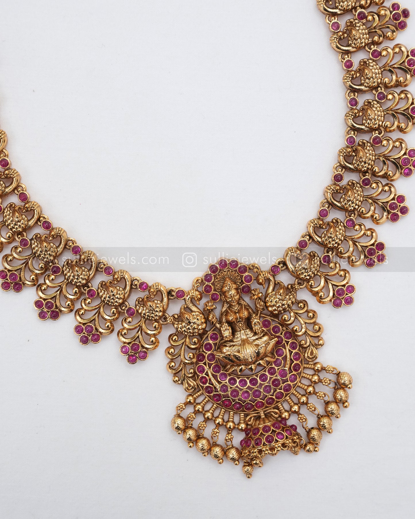7124 - Lakshmi Ruby Peacock Long Chain with Jhumka