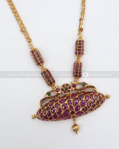 3588 - Kemp Drum Pendant Fusion Chain with Jhumka