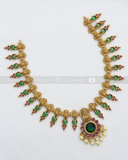 3584 - Lakshmi Premium Palakka Necklace with Earrings