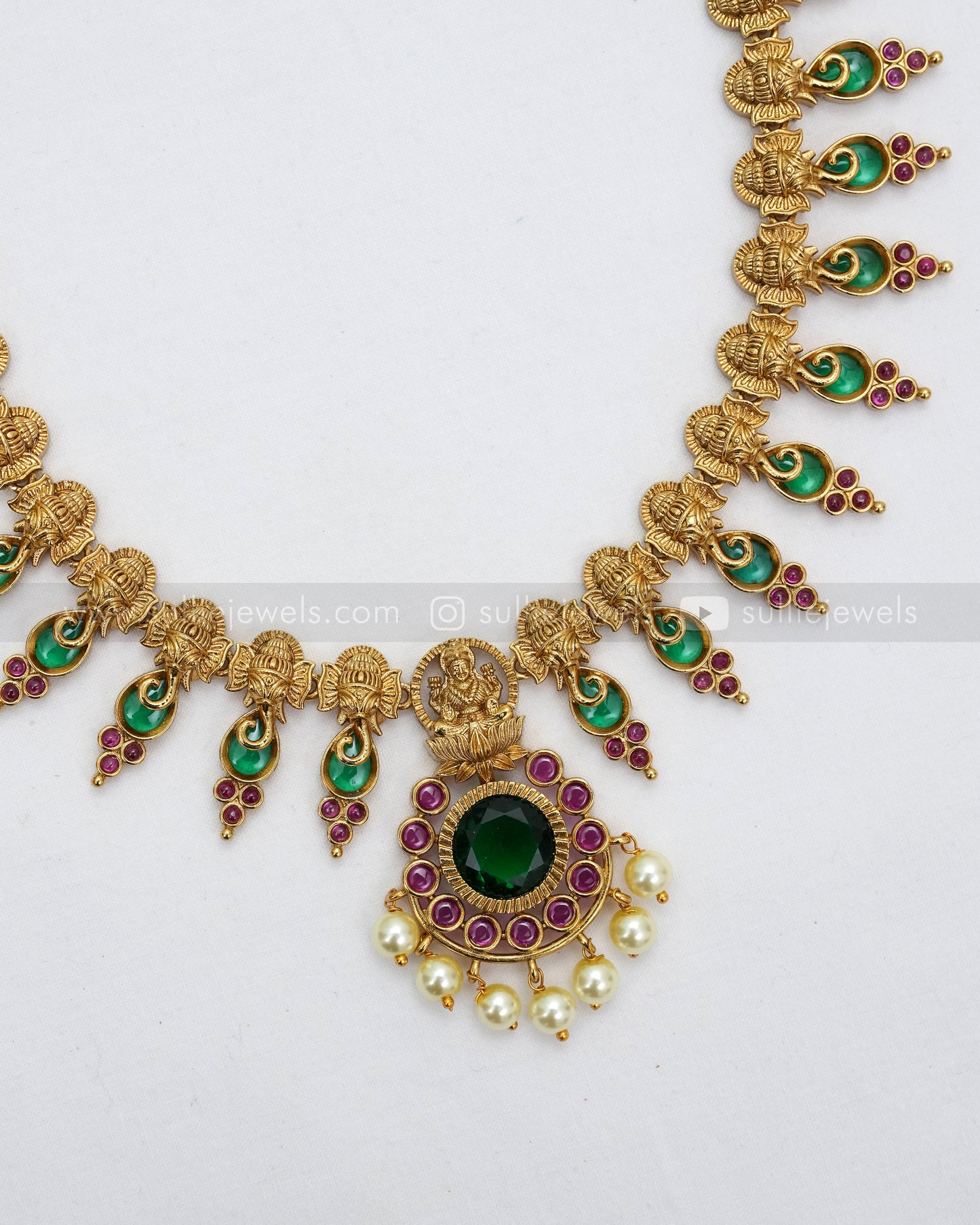 7119 - Lakshmi Premium Palakka Long Chain/Haaram with Earrings