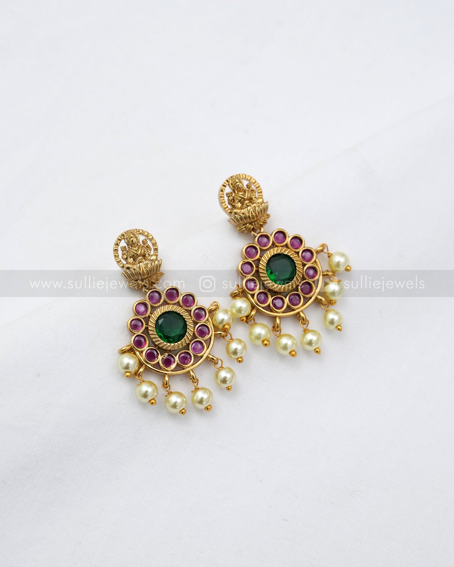 7119 - Lakshmi Premium Palakka Long Chain/Haaram with Earrings