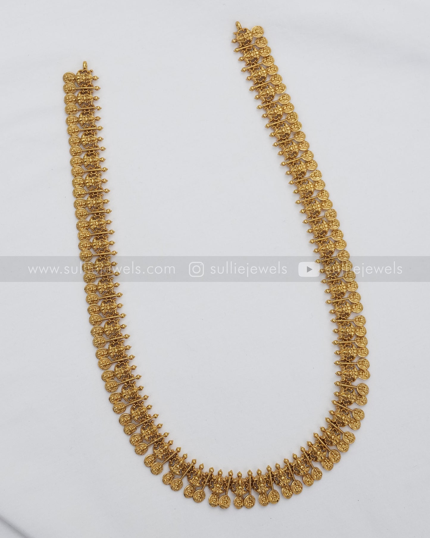 Lakshmi Detailed Coin Long Chain / Haaram with Stud