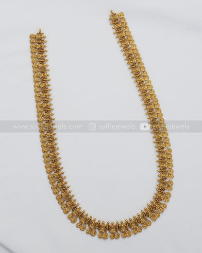 Lakshmi Detailed Coin Long Chain / Haaram with Stud