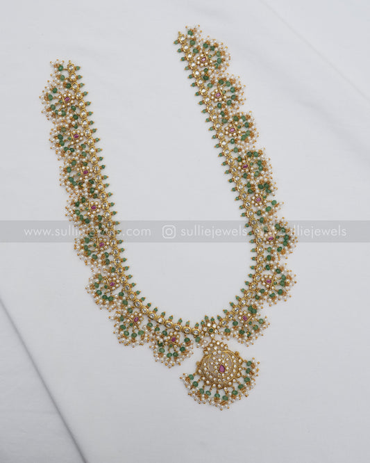 No Idol - Onyx Guttapusalu Long Chain / Haaram with Earring