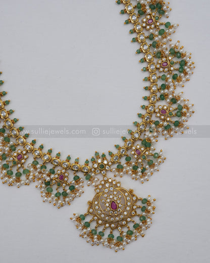 No Idol - Onyx Guttapusalu Long Chain / Haaram with Earring