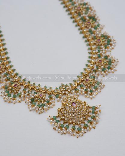 No Idol - Onyx Guttapusalu Long Chain / Haaram with Earring