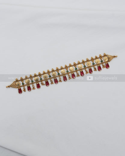 Sullie Basic - Palakka Ruby Coin Choker with Stud