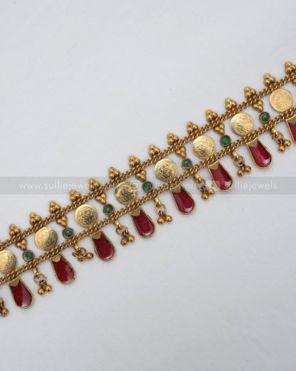 Sullie Basic - Palakka Ruby Coin Choker with Stud