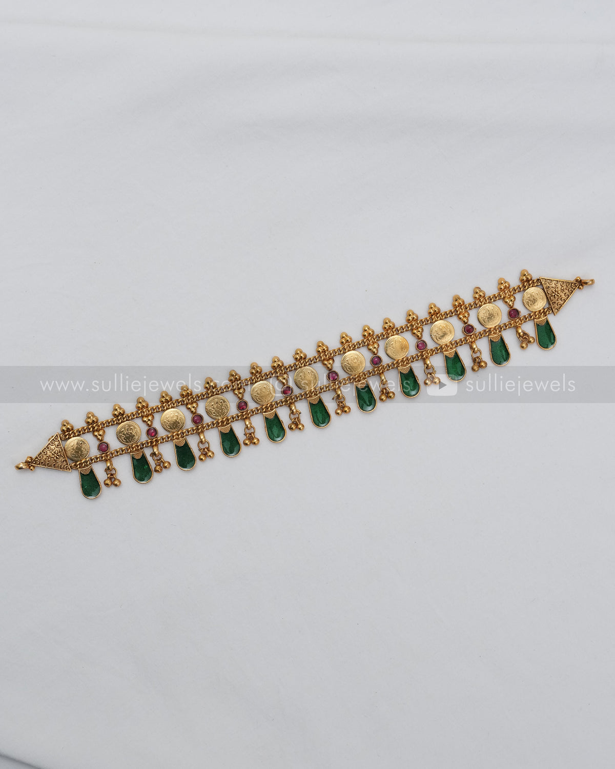 Sullie Basic - Palakka Green Coin Choker with Stud