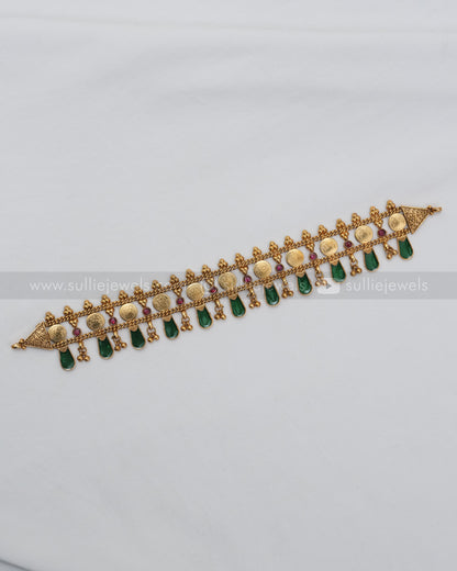 Sullie Basic - Palakka Green Coin Choker with Stud