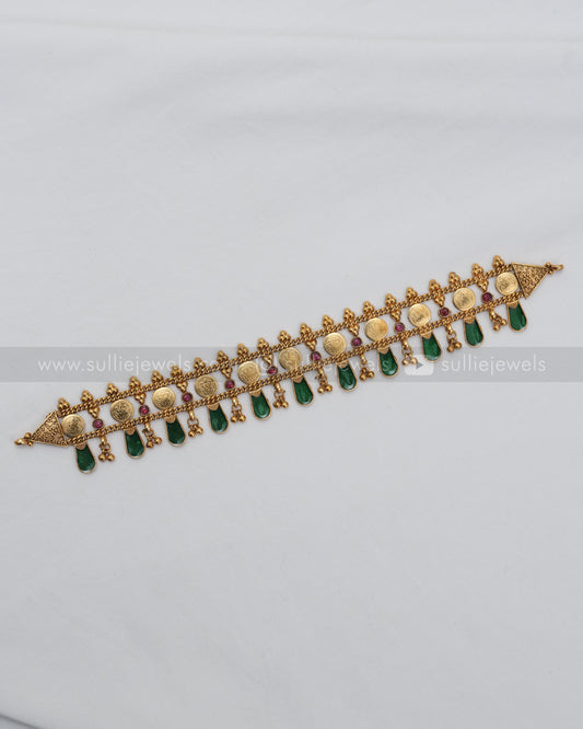Sullie Basic - Palakka Green Coin Choker with Stud