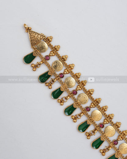 Sullie Basic - Palakka Green Coin Choker with Stud
