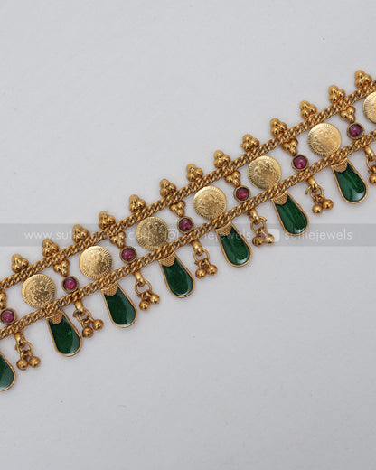 Sullie Basic - Palakka Green Coin Choker with Stud