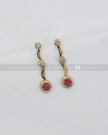 3623 - Minimal Flower AD Ruby Necklace with Earring