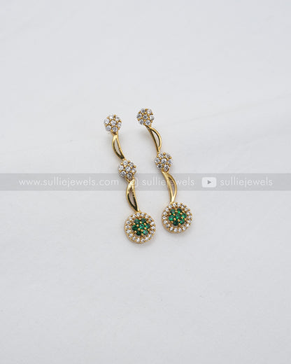 3624 - Minimal Flower AD Green Necklace with Earring