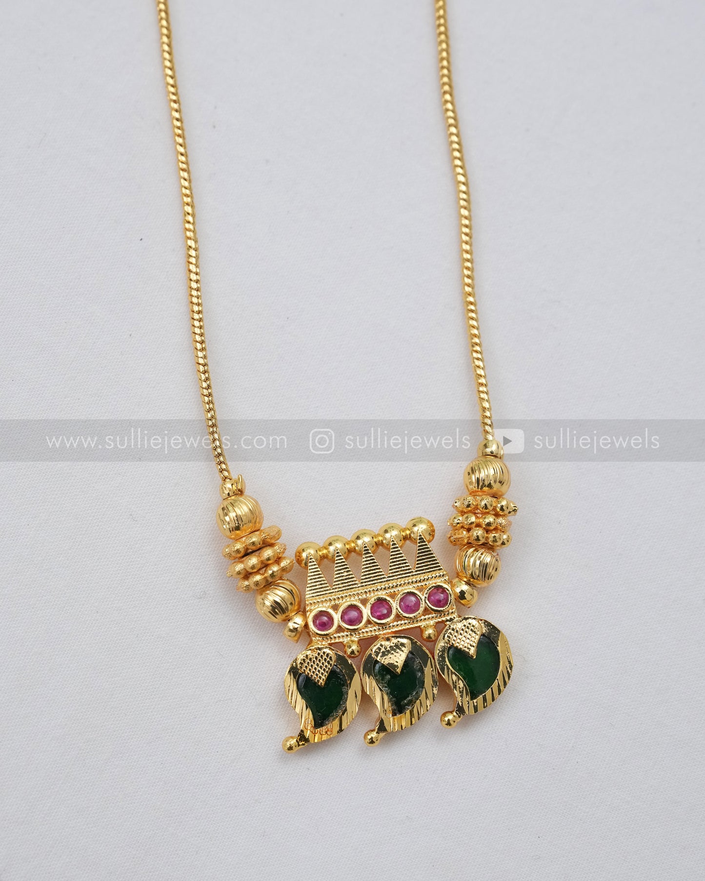 3614 - Traditional Gold Plated Palakka Mango Necklace