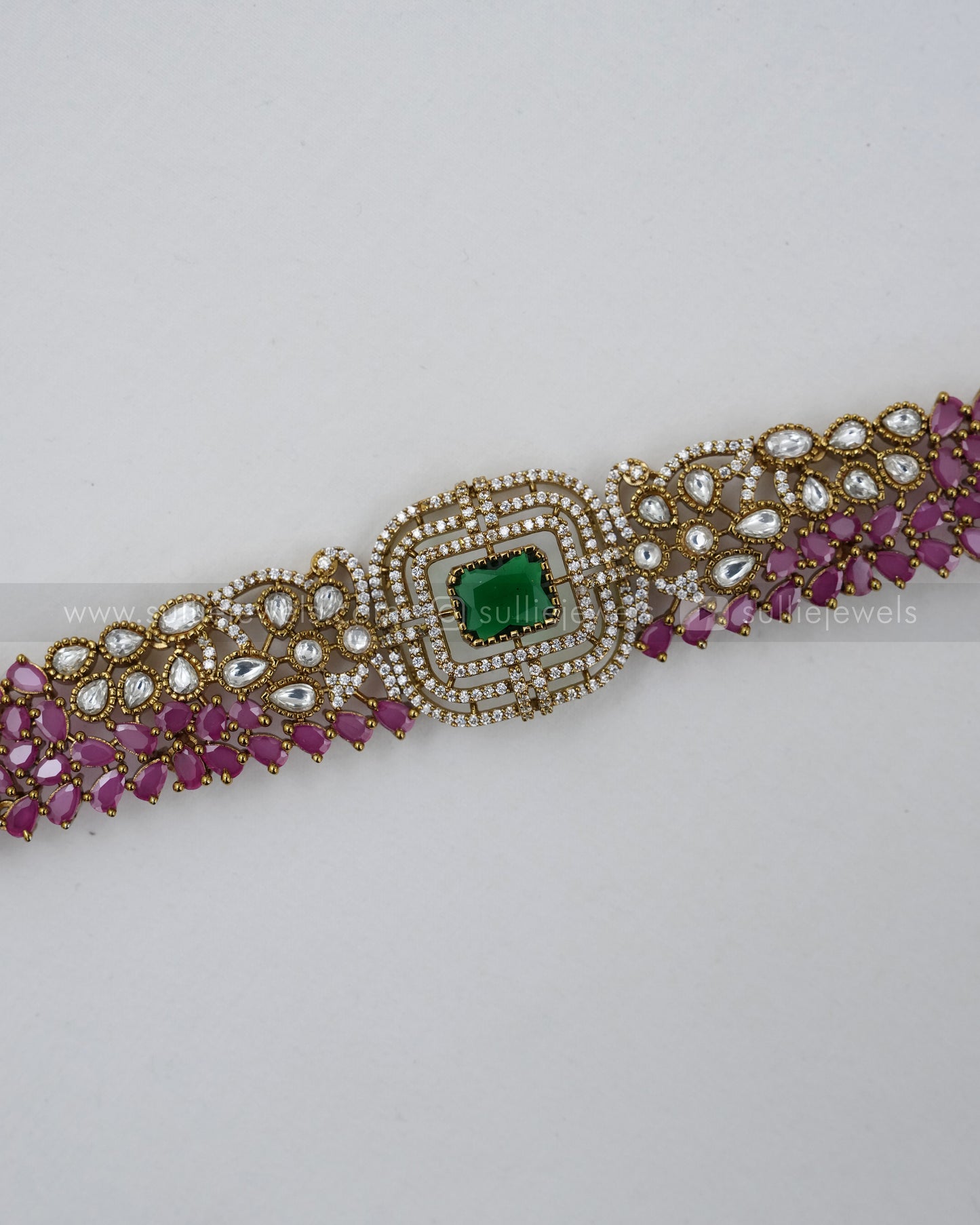 Designer Emerald & Ruby Stone Steady Choker with Stud