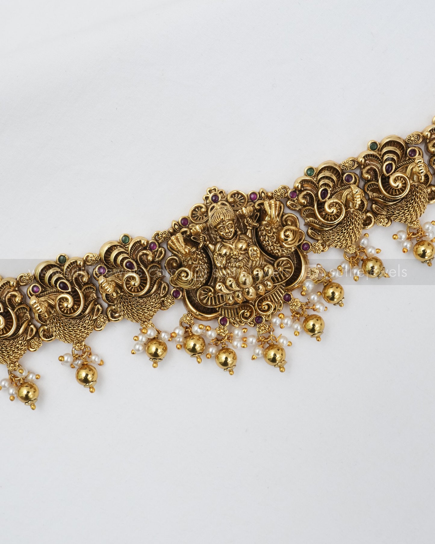 H197 - Premium Nagas Peacock Goddess Hipchain with Gold Beads