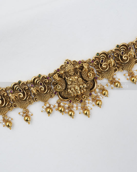 H197 - Premium Nagas Peacock Goddess Hipchain with Gold Beads