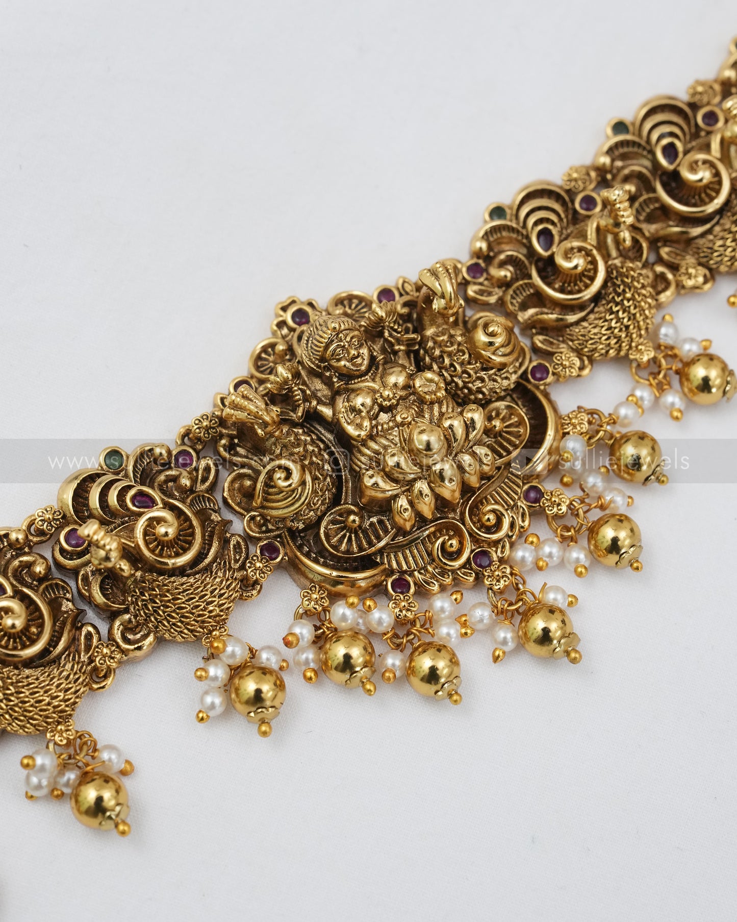 H197 - Premium Nagas Peacock Goddess Hipchain with Gold Beads