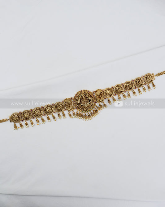 H194 - Peacock Nagas Premium Goddess Hipchain with Gold Beads