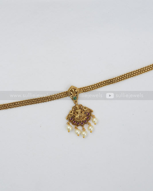 3586 - Traditional Gold Lakshmi Attigai with Earring