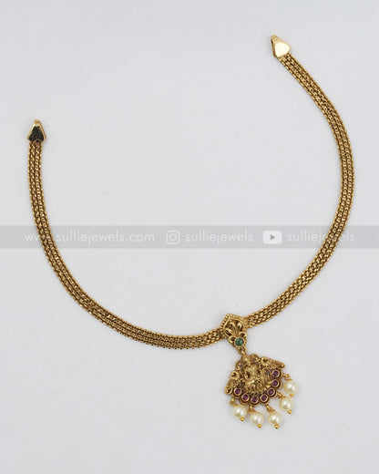 3586 - Traditional Gold Lakshmi Attigai with Earring