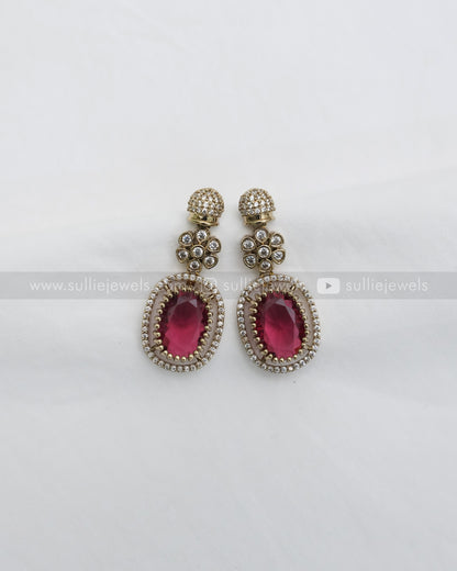 Ruby Premium Victorian Pendant Necklace with Earring