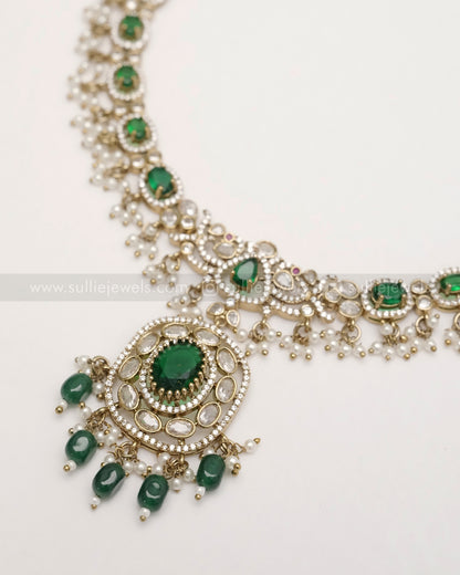 Victorian Emerald  Pendant Necklace with Earring
