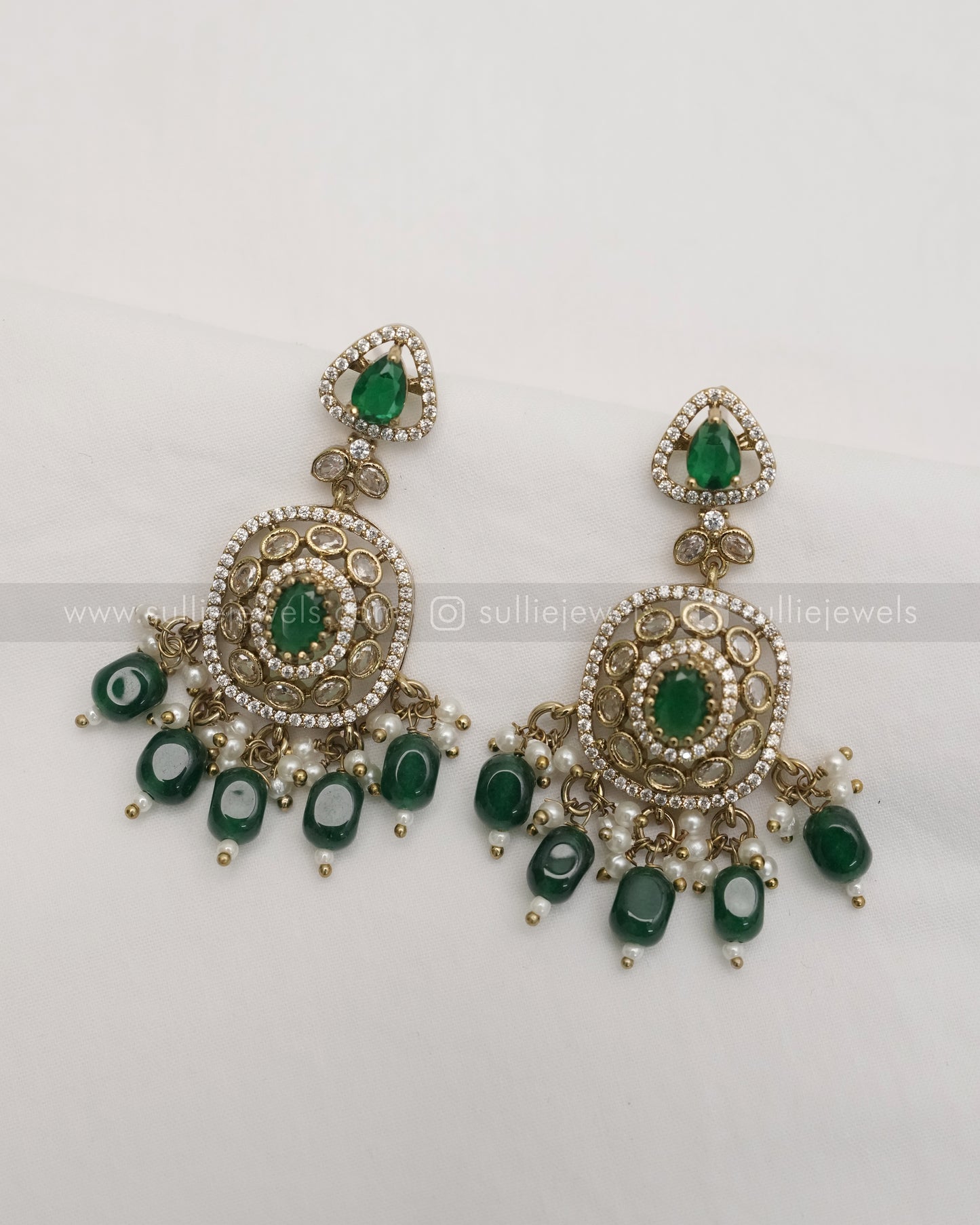 Victorian Emerald  Pendant Necklace with Earring