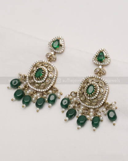 Victorian Emerald  Pendant Necklace with Earring