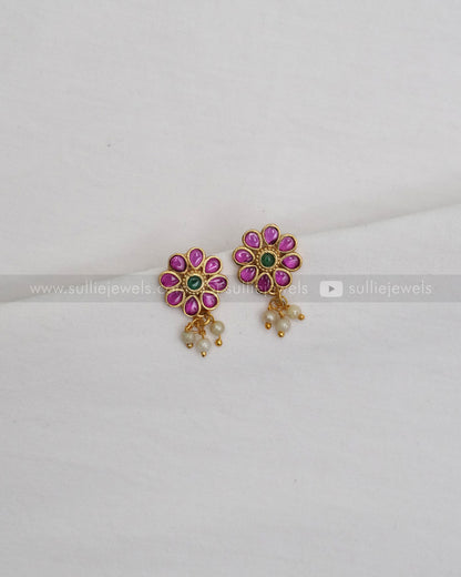 Floral Kemp Pearl Drop Bugadi / Earcuff