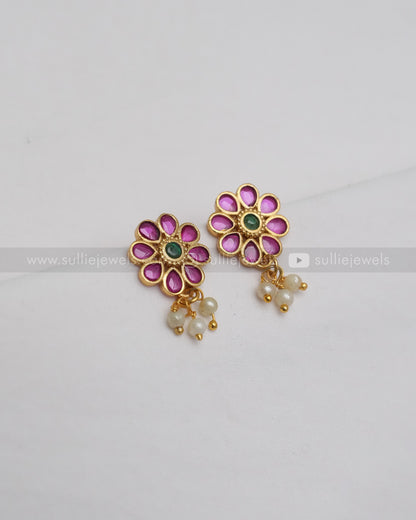 Floral Kemp Pearl Drop Bugadi / Earcuff