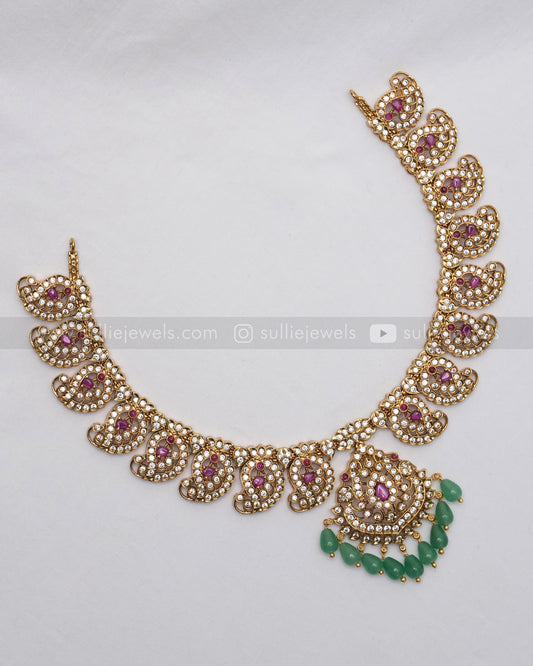 3620 - Ruby & Diamond Mango Necklace with Stud