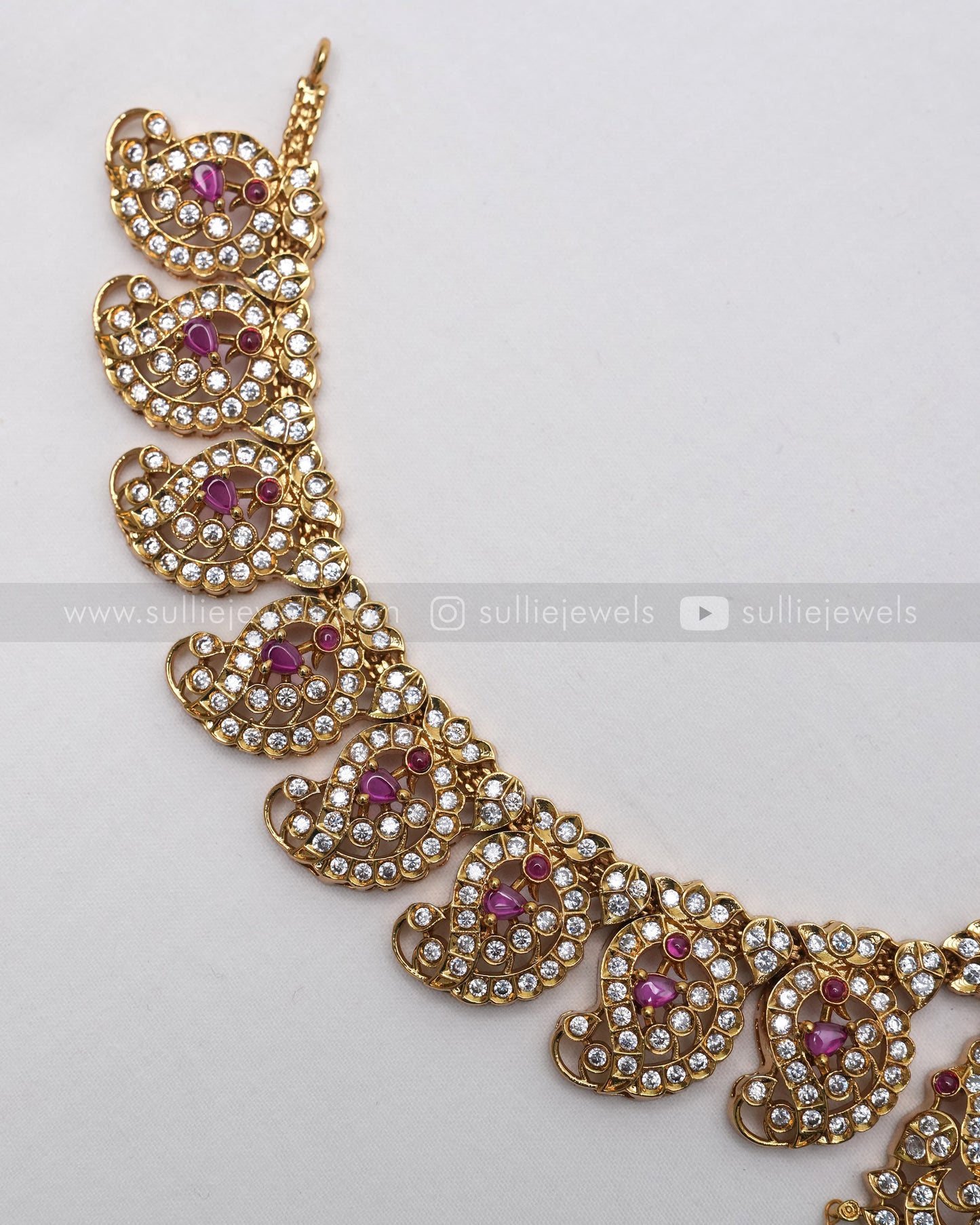 3620 - Ruby & Diamond Mango Necklace with Stud