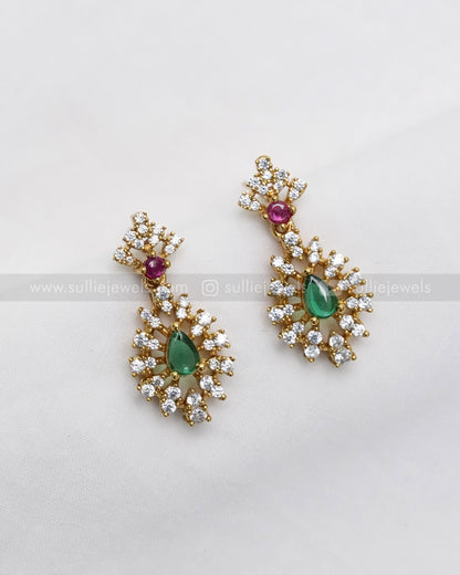 3619 - Green & Ruby AD Stone Hasli with Stud